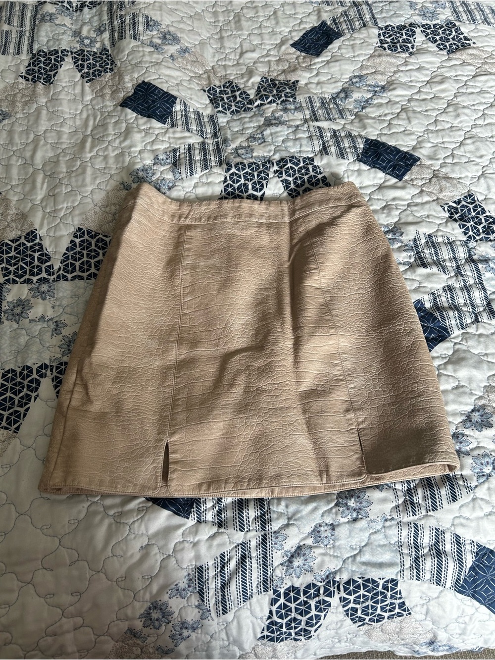 Love Riche Beige Textured Mini Skirt
